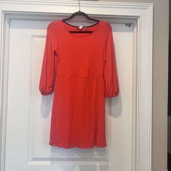 Boden Dresses & Skirts - Boden Drop Waist Dress Sz 4 Stretch Red 3/4 Sleeves Fit & Flare Classic Preppy